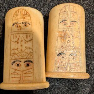 Bone or ivory thimbles with carved stylized figures